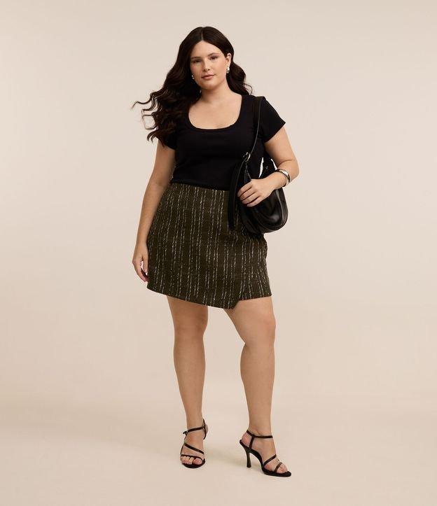 Short Saia em Tweed Xadrez Curve & Plus Size - 2