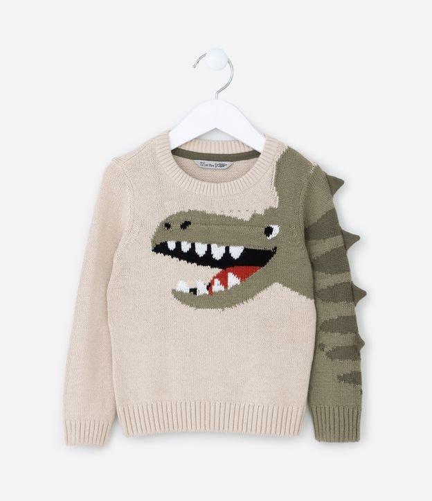 Suéter Infantil com Estampa Interativa de Dino - Tam 1 a 5 Anos - 1