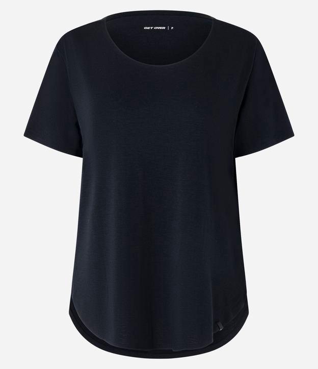 Camiseta Oversized Esportiva em Microfibra com Barra Arredondada - 1