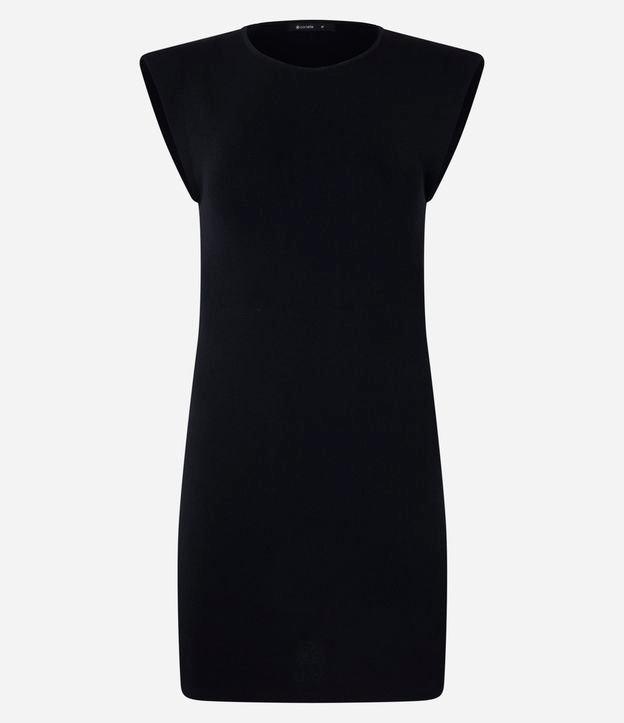 Vestido Curto em Tricô com Ombreira e Abertura nas Costas - 1