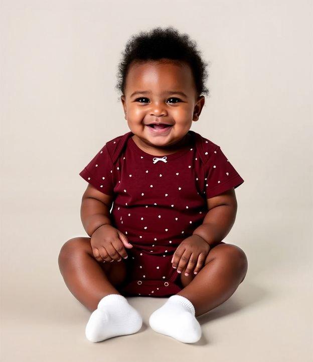 Body Infantil em Algodão com Estampa Corações - Tam 0 a 18 meses - 2