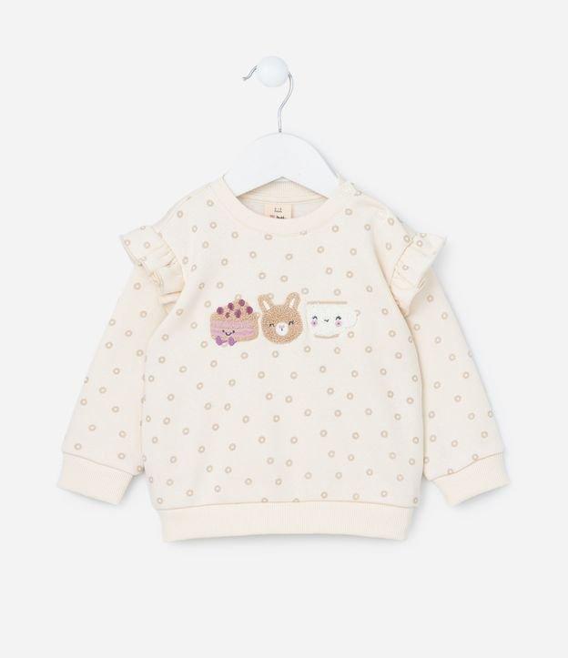 Casaco Infantil com Babadinhos e Bordado Chá da Tarde - Tam 0 a 18 meses - 1