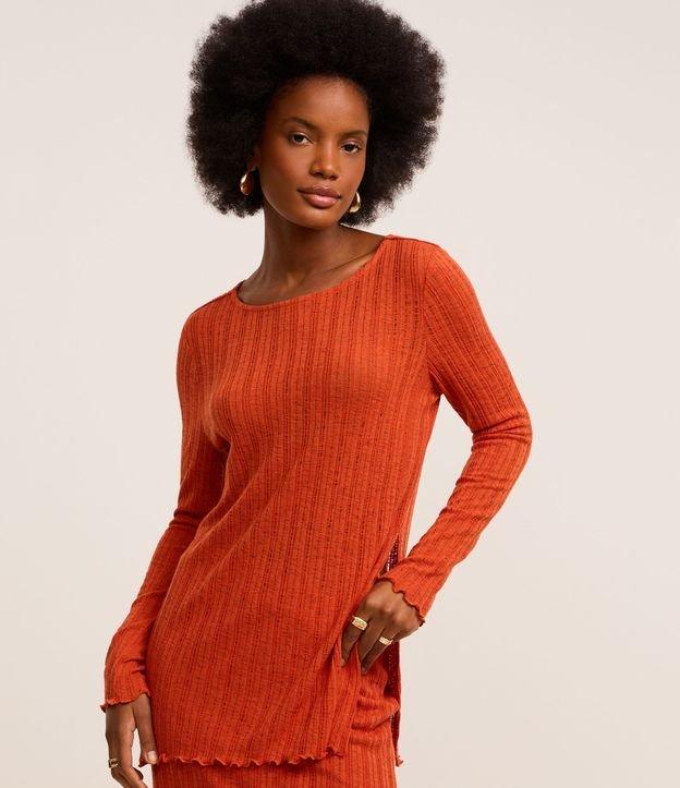 Blusa com Linho e Malha de Textura Canelada - 1