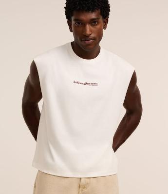 Regata Boxy em Algodão com Estampa Lettering