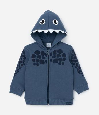 Casaco Infantil com Estampa Interativa Dino - Tam 0 a 18 meses