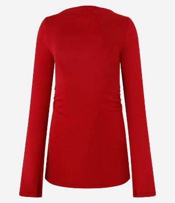 Blusa em Ribana com Franzido Lateral e Gola Altinha
