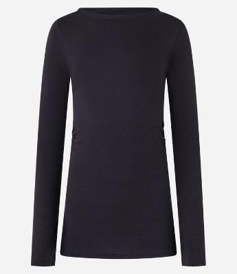 Blusa em Ribana com Franzido Lateral e Gola Altinha