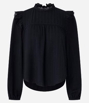 Blusa Bata Oversized com Detalhes de Rendas