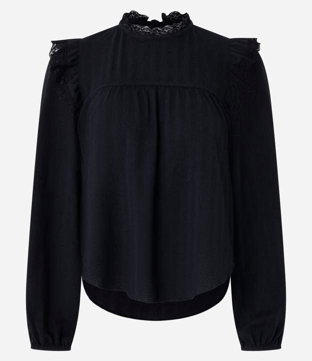 Blusa Bata Oversized com Detalhes de Rendas - 1