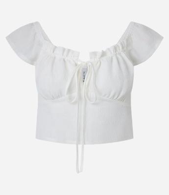 Blusa Cropped em Chiffon com Amarração Frontal