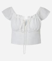 Blusa Cropped em Chiffon com Amarração Frontal - 1