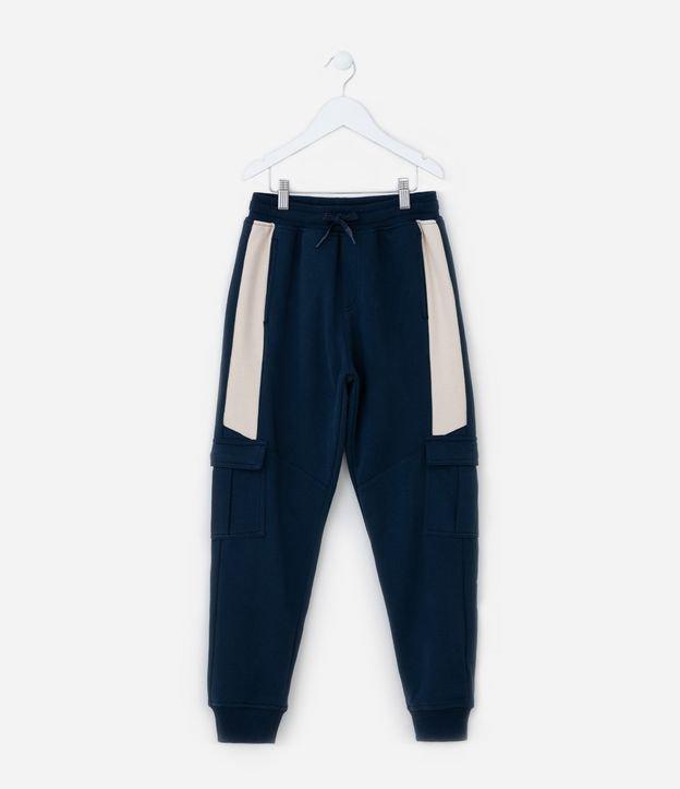 Calça Infantil em Moletom com Bolsos Cargo - Tam 5 a 14 Anos - 1