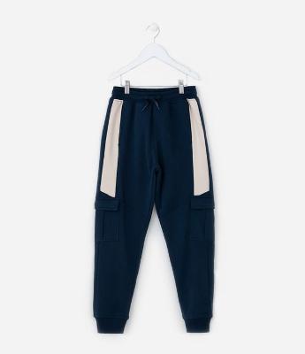 Calça Infantil em Moletom com Bolsos Cargo - Tam 5 a 14 Anos