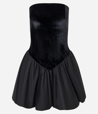 Vestido Balonê em Veludo Tomara que Caia