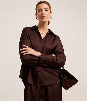 Camisa Acetinada com Botões e Manga Longa - 1