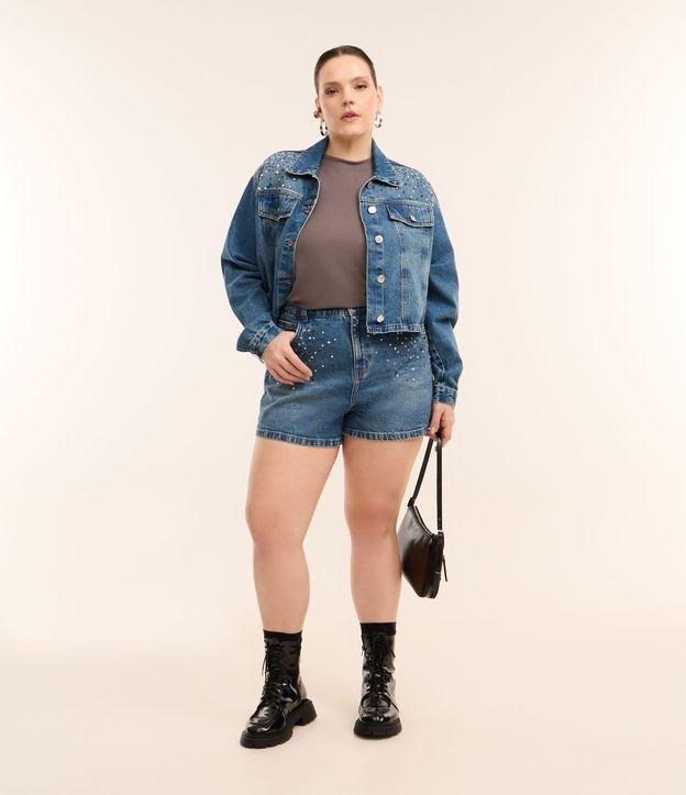 Short Mom em Jeans com Brilhos Curve & Plus Size - 1