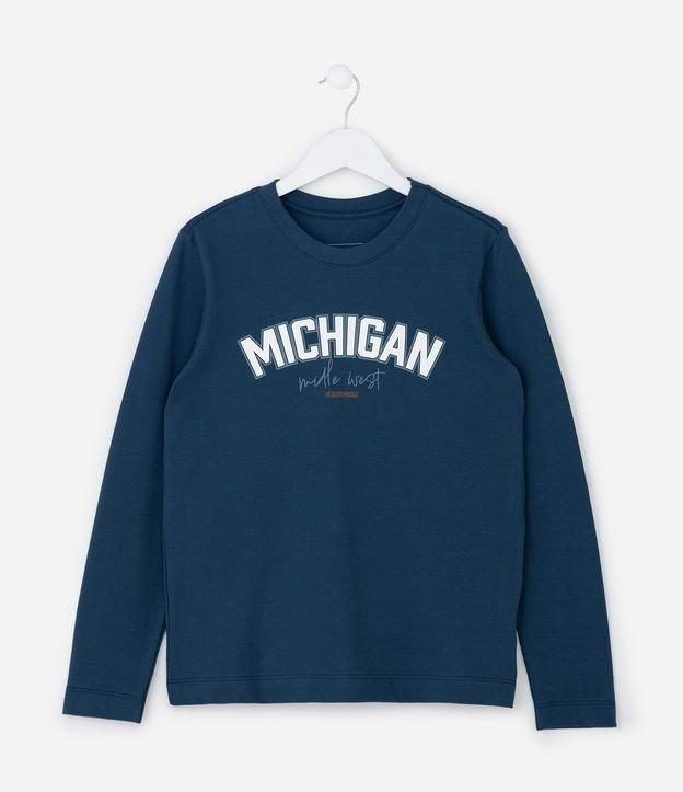 Camiseta Infantil com Lettering Michigan - Tam 5 a 14  Anos - 1