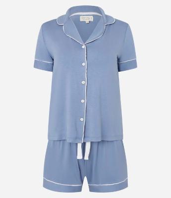 Pijama Short Doll Americano em Viscose com Detalhes Contrastantes
