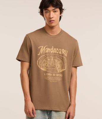 Camiseta Comfort em Algodão com Estampa Lettering Mandacaru