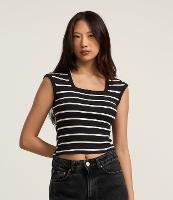 Blusa Listrada em Ribana com Decote Quadrado - 2