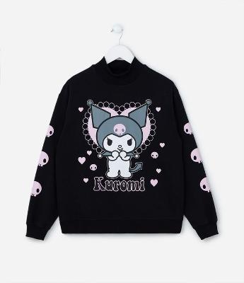 Casaco Infantil em Moletom com Estampa da Kuromi - Tam 5 a 14 Anos