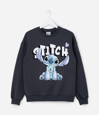 Casaco Infantil em Moletom com Estampa do Stitch - Tam 5 a 14 Anos