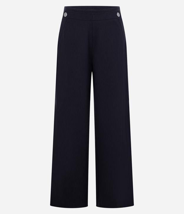 Calça Wide Leg Cintura Alta em Ponto Roma com Linhas Pontilhadas - 1