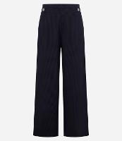 Calça Wide Leg Cintura Alta em Ponto Roma com Linhas Pontilhadas - 1