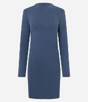 Vestido Curto em Suedine com Gola Alta - 1