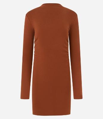 Vestido Curto em Suedine com Gola Alta