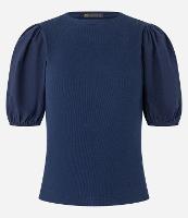 Blusa em Ribana e Tricoline com Manga Bufante - 1