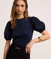 Blusa em Ribana e Tricoline com Manga Bufante - 3