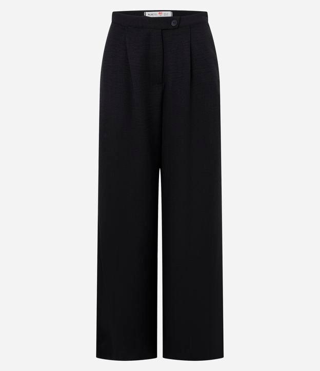 Calça Wide Leg em Alfaiataria com Fechamento Deslocado - 1