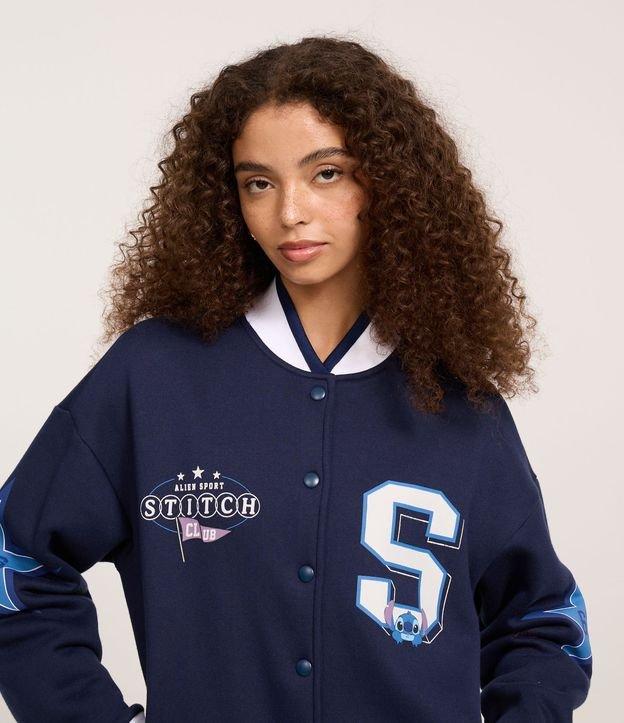 Jaqueta College em Moletom com Forro Quentinho Estampa Stitch - 2