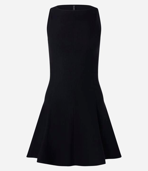 Vestido Curto Evasê em Bengaline com Pregas - 1