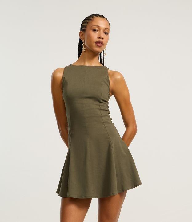 Vestido Curto Evasê em Bengaline com Pregas - 2