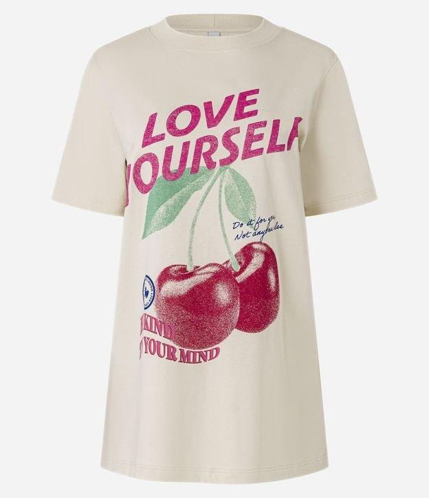 Camiseta Alongada em Algodão Estampa Cerejas Love Yourself - 1