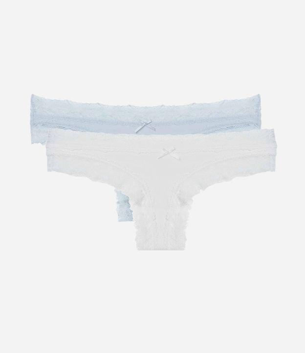 Kit 02 Calcinhas Biquíni Fio em Cotton com Renda nas Cavas - 1