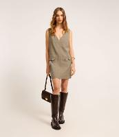 Vestido Curto em Crepe Xadrez com Botões nas Lapelas - 2