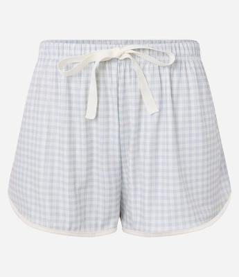 Short de Pijama em Peach Touch com Estampa Xadrez Vichy