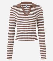 Blusa em Tricô com Gola Polo e Listras - 1