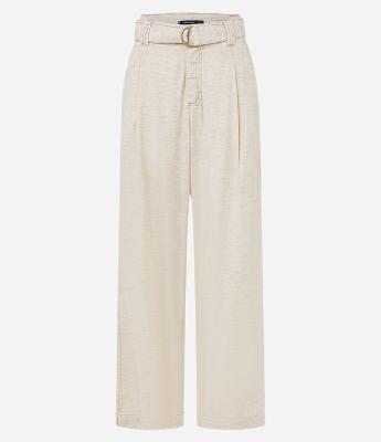 Calça Reta Comfort em Sarja com Cinto Diferenciado e Cintura Alta