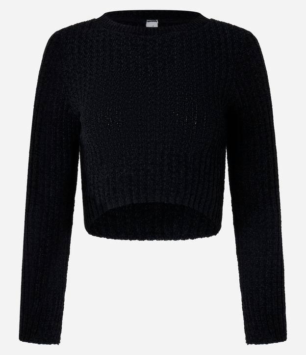 Blusa Cropped Texturizada em Tricô Chenille - 1