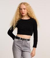 Blusa Cropped Texturizada em Tricô Chenille - 2