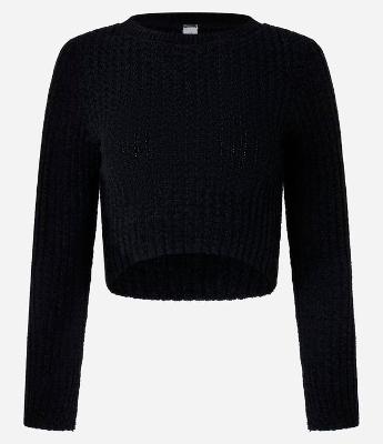 Blusa Cropped Texturizada em Tricô Chenille