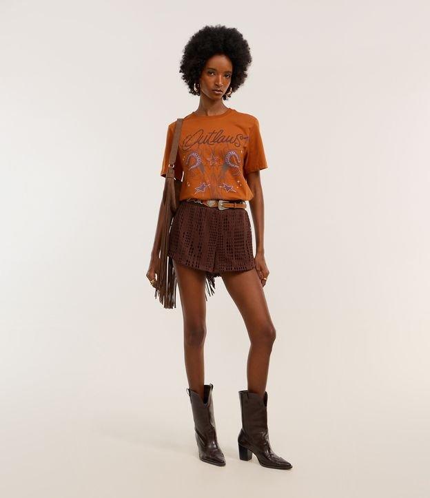 Short Regular com Textura Furadinha e Cós de Tricô - 1