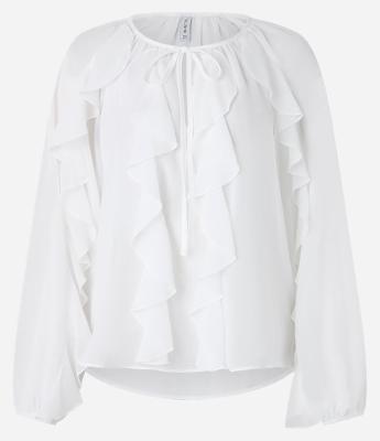 Blusa Bata Boho em Chiffon com Babados e Amarração