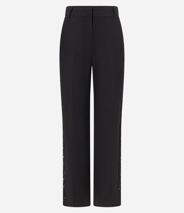 Calça Reta Alfaiatada com Renda na Lateral - 1