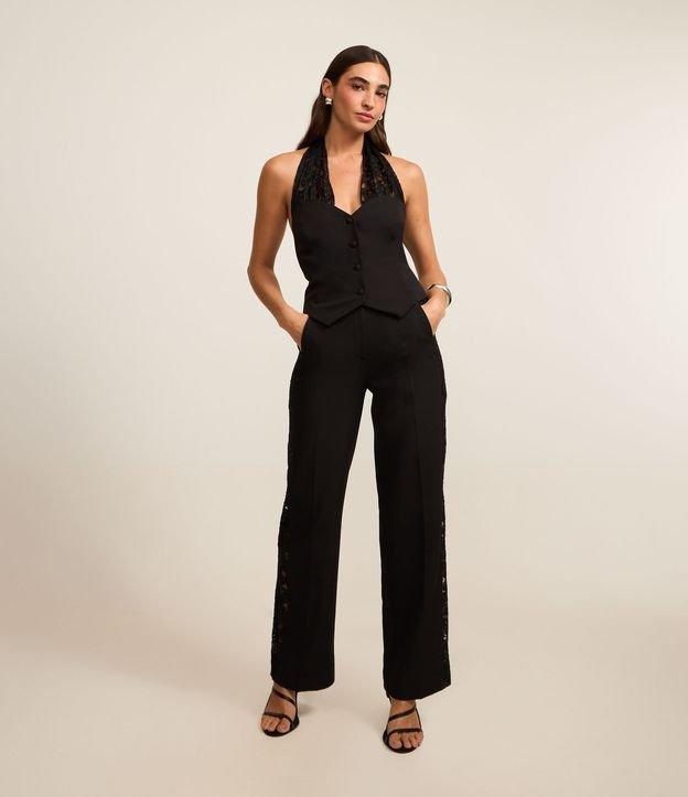 Calça Reta Alfaiatada com Renda na Lateral - 2