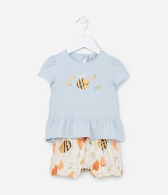 Conjunto Infantil com Estampa de Abelhinhas - Tam 0 a 18 meses